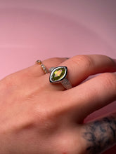 Load image into Gallery viewer, Marquise Peridot &amp; Diamond Chubby White Gold Ring
