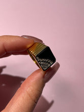 Load image into Gallery viewer, Yin Yang Onyx &amp; Diamond Chunky Ribbed Signet Ring
