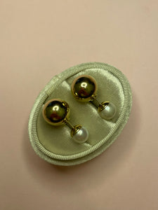 18K Gold Ball Pearl Studs