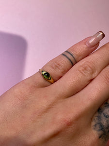 Deep Green Tourmaline Cabochon Pinky Ring