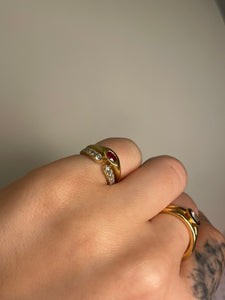 Deep Ruby Red Knife Edge Pinky Ring