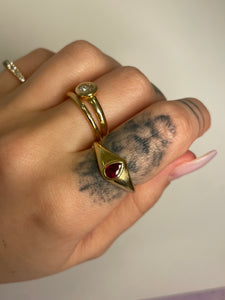 Garnet Chubby Teardrop Ring