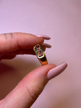 Load image into Gallery viewer, Toi Et Moi Garnet Heart Pink Tourmaline Signet Ring
