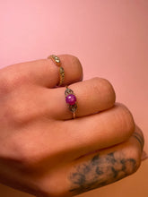 Load image into Gallery viewer, Hot Pink Star Sapphire Cabochon Double Diamond Heart Ring
