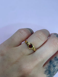 Thorned Garnet Heart Ring