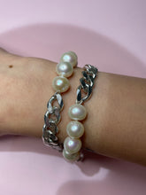 Load image into Gallery viewer, Chunky Sterling Silver Curb Freshwater Pearl Half &amp; Half
