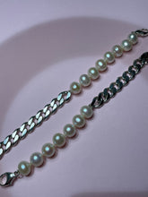 Load image into Gallery viewer, Chunky Sterling Silver Curb Freshwater Pearl Half &amp; Half
