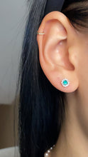 Load image into Gallery viewer, Sugarloaf Emerald &amp; Baguette Diamond Halo Studs
