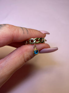 Evil Eye Dangle Curb Ring