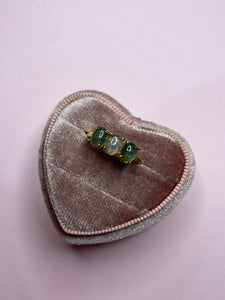 Triple Green Tourmaline Cabochon Prong Set Ring