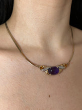 Load image into Gallery viewer, Jumbo Amethyst Cabochon, Citrine &amp; Diamond Herringbone
