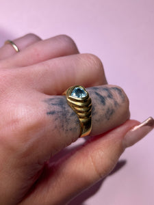 Blue Topaz Ribbed Heart Ring