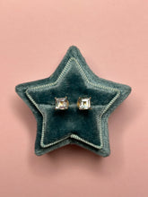 Load image into Gallery viewer, Princess Cut Aquamarine Studs
