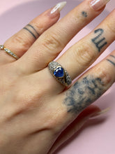 Load image into Gallery viewer, Tanzanite Heart Chunky Diamond Dome Ring
