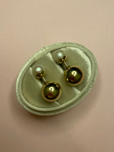 18K Gold Ball Pearl Studs