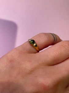 Deep Green Tourmaline Cabochon Pinky Ring