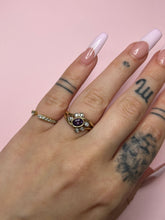 Load image into Gallery viewer, Amethyst &amp; Diamond Bezel Ring
