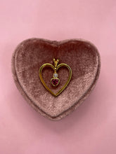 Load image into Gallery viewer, Magenta Pink Tourmaline Diamond Bezel Lovely Heart Pendant
