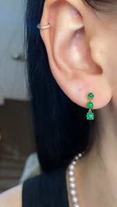 Triple Jade Drop Studs