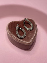 Load image into Gallery viewer, White Gold Diamond Twist Hoops
