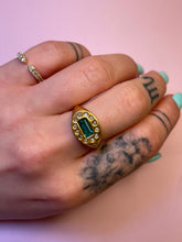 Load image into Gallery viewer, Deep Emerald Diamond Oval Chubby Signet Ring
