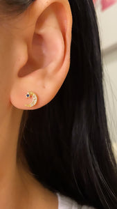 Crescent Moon Diamond Studs