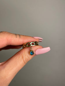 Evil Eye Dangle Curb Ring