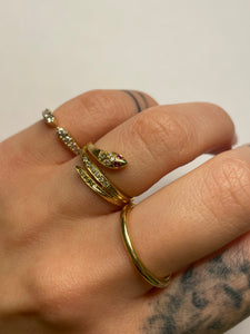 Ruby Eyed Diamond Snake Ring