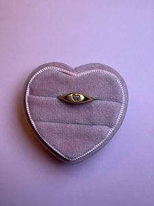 Pink Diamond Heart Knife Edge Pinky Ring