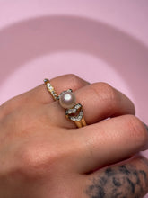 Load image into Gallery viewer, Double Heart Diamond Akoya Pink Pearl Ring
