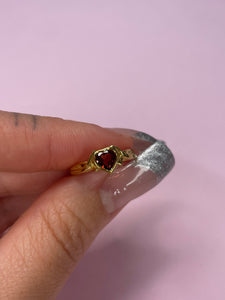 Thorned Garnet Heart Ring