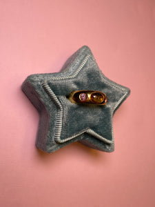 Honey Tourmaline Cab Double Pink Spinel Chubby Dome Ring