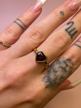 Load image into Gallery viewer, Deep Red Garnet Heart Bezel Ring
