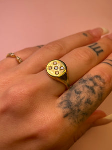 Tic Tac Toe Diamond Signet Ring