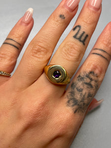 Amethyst Flower Chubby Signet Ring