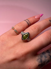 Load image into Gallery viewer, Marquise Peridot &amp; Diamond Chubby White Gold Ring
