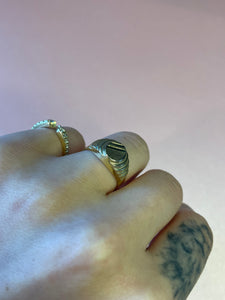 Ribbed Oval Signet Ring