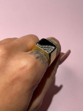 Load image into Gallery viewer, Yin Yang Onyx &amp; Diamond Chunky Ribbed Signet Ring
