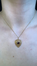 Load image into Gallery viewer, Garnet Heart Filigree Pendant
