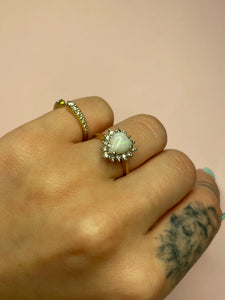 Opal Cabochon Heart Diamond Ring