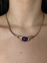 Load image into Gallery viewer, Jumbo Amethyst Cabochon, Citrine &amp; Diamond Herringbone
