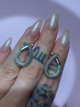 Load image into Gallery viewer, White Gold Diamond Twist Hoops
