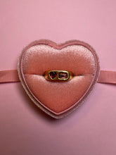 Load image into Gallery viewer, Toi Et Moi Garnet Heart Pink Tourmaline Signet Ring
