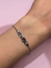 Load image into Gallery viewer, WG Juicy Red Heart Bezel Tourmaline Star Cut Out ID Bracelet
