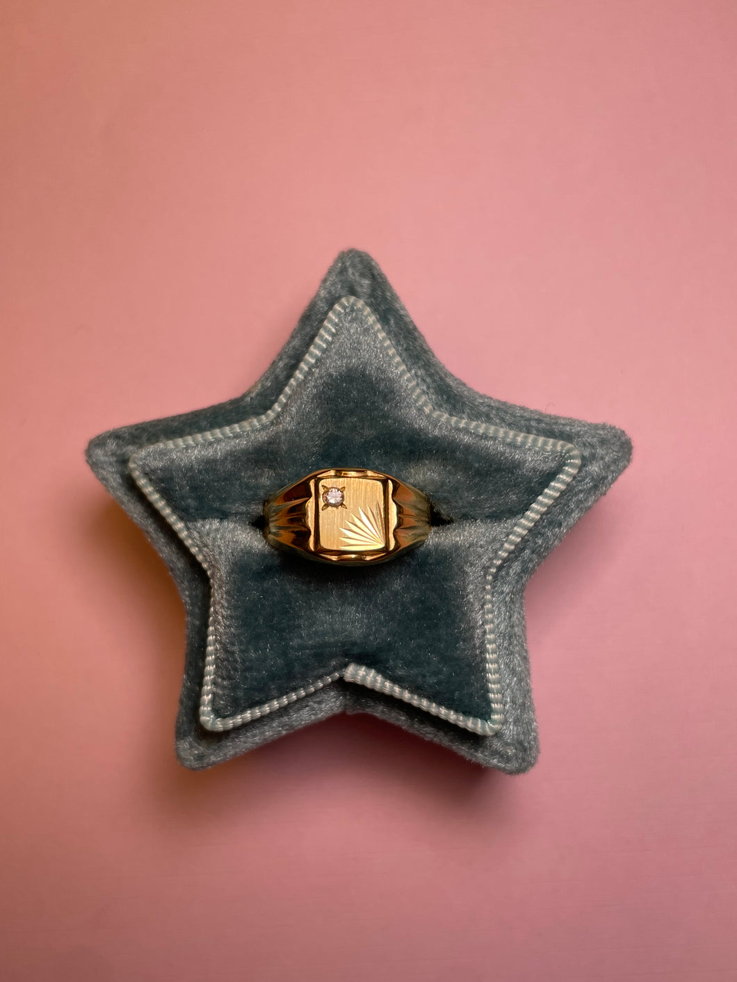 Diamond Square Signet Ring