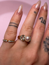Load image into Gallery viewer, Double Heart Diamond Akoya Pink Pearl Ring
