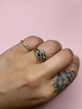 Load image into Gallery viewer, Amethyst &amp; Diamond Bezel Ring
