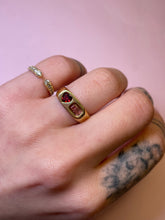 Load image into Gallery viewer, Toi Et Moi Garnet Heart Pink Tourmaline Signet Ring
