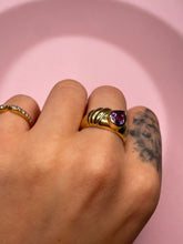 Load image into Gallery viewer, Chunky Teardrop Amethyst Ribbed Ring
