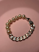 Load image into Gallery viewer, Chunky Sterling Silver Curb Freshwater Pearl Half &amp; Half
